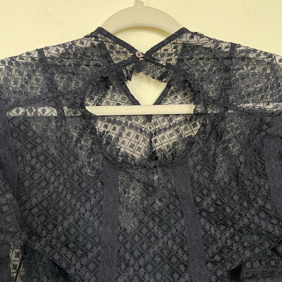 Free People Goldie Long-Sleeved Lace Bodysuit, Black, size S - Picture 8 of 14